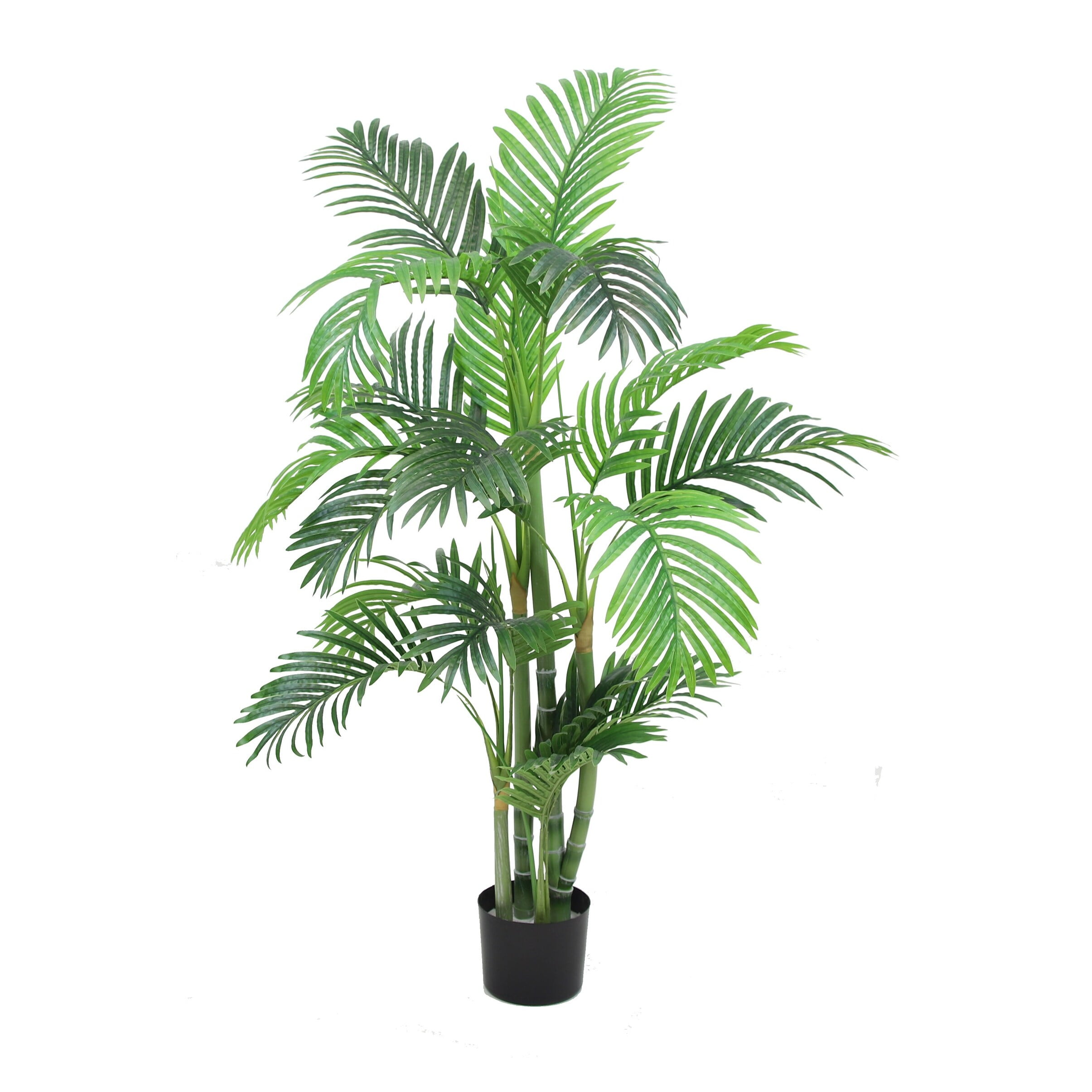 51" Tall Green Silk Palm Floor Plant in Black Pot