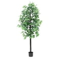 thumbnail image 1 of The Mod Greenhouse 76" Artificial Green Silk Ficus Tree in a Black Planter's Pot, 1 of 5