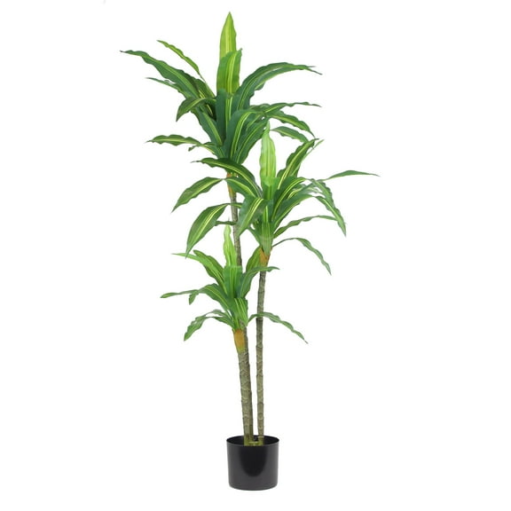 The Mod Greenhouse Artificial Dracaena Plant in Black Matte Planter's Pot Variegated - 48