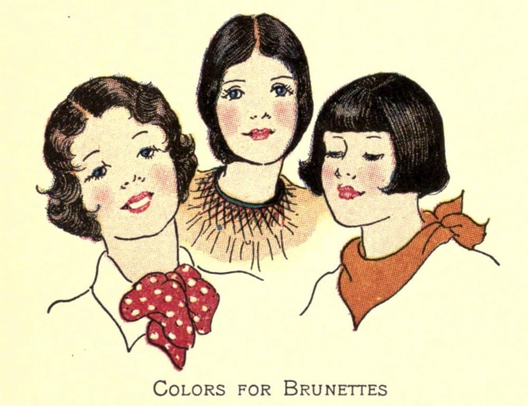 The Mode in Dress & Home 1935 Colours for brunettes Canvas Art - Unknown (24 x 36)