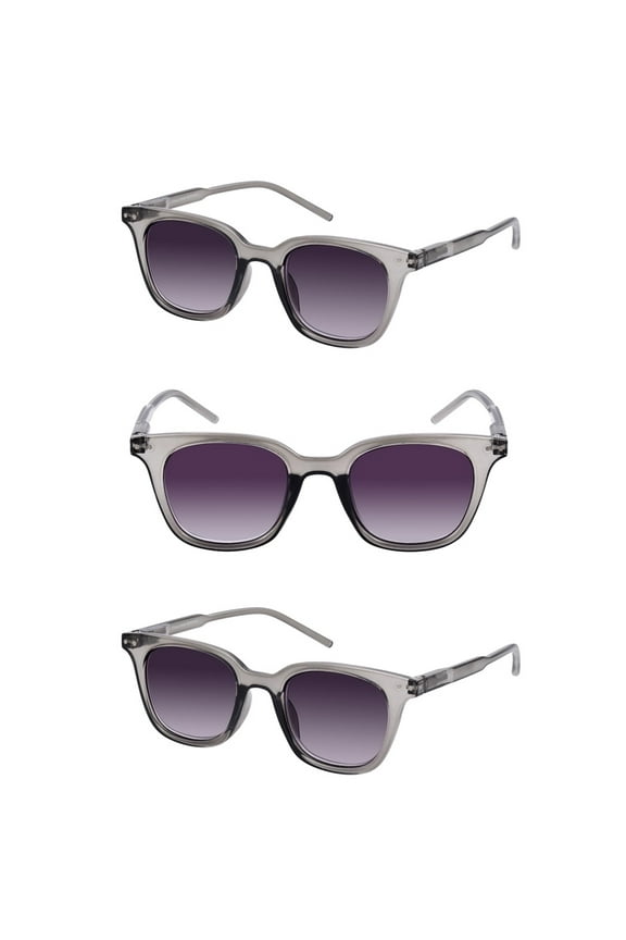 "The Modish" Womens Fashion Reading Sunglasses – Full Lens Reader, UV Protection, Stylish & Comfortable (3 Pack) - Crystal Slate/Crystal Slate - 1.75