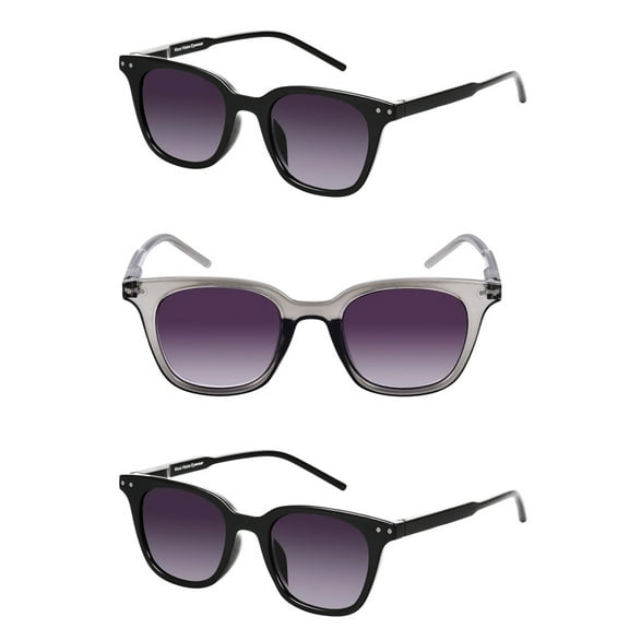 "The Modish" Womens Fashion Reading Sunglasses – Full Lens Reader, UV Protection, Stylish & Comfortable (3 Pack) - Jet/Crystal Slate - 1.50