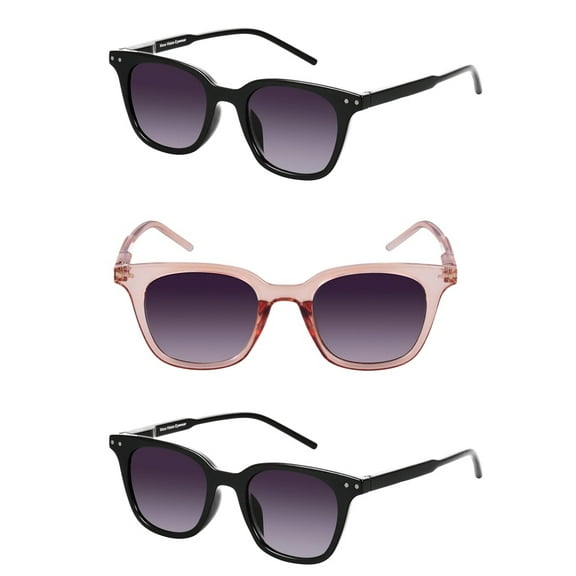 "The Modish" Womens Fashion Reading Sunglasses – Full Lens Reader, UV Protection, Stylish & Comfortable (3 Pack) - Jet/Glacier Pink - 2.00