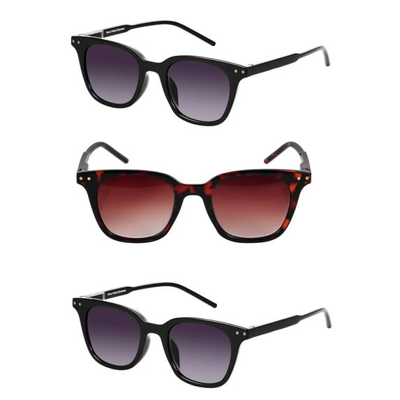 "The Modish" Womens Fashion Reading Sunglasses – Full Lens Reader, UV Protection, Stylish & Comfortable (3 Pack) - Jet/Tortoise - 2.00