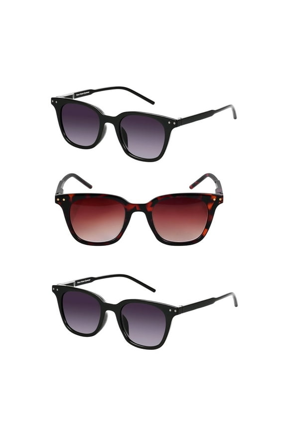 "The Modish" Womens Fashion Reading Sunglasses – Full Lens Reader, UV Protection, Stylish & Comfortable (3 Pack) - Jet/Tortoise - 2.50