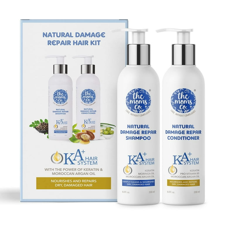 The Moms Co. Natural Damage Repair KA Hair Care Kit with Hair Shampoo conditioner with Keratin and Moroccan Argan Oil for Dry Damaged Hair 400