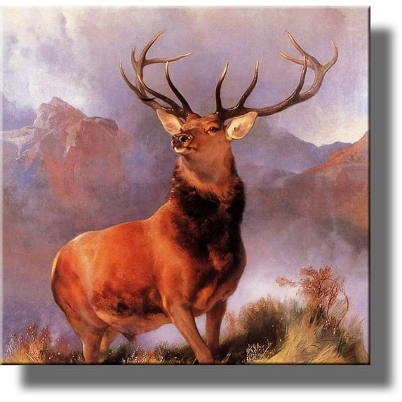 The Monarch of the Glen Painting by Landseer, Deer Buck Wall Picture on Stretched Canvas Wall Art Decor Ready to Hang!.