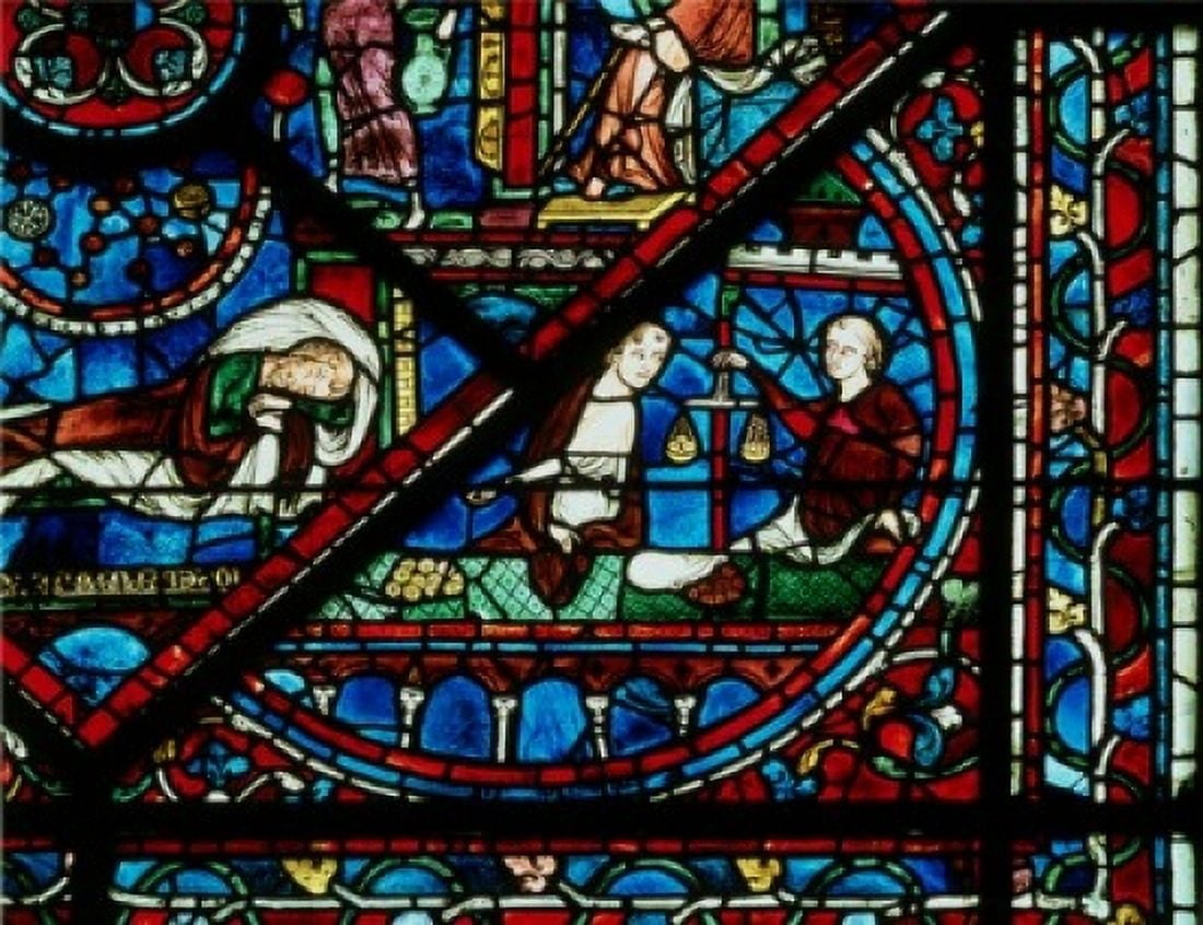 The Money Changers Stained Glass Chartres Cathedral France Canvas Art - (24 x 36)