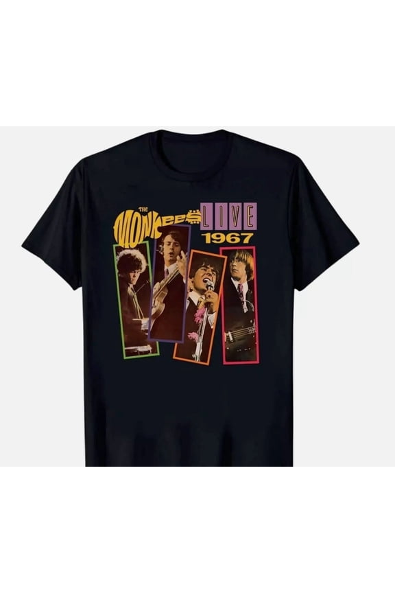 The Monkees Live 1967 T-Shirt Gift For Fans Music Black Shirt