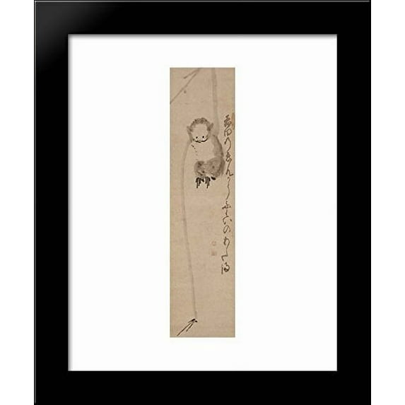 The Monkey Is Reaching For The Moon 20x24 Framed Art Print by Hakuin Ekaku