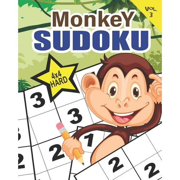 The Monkey: Monkey Sudoku Vol. 3 Hard: Educational brain games for kids with hard 4x4 grid puzzles (Paperback)