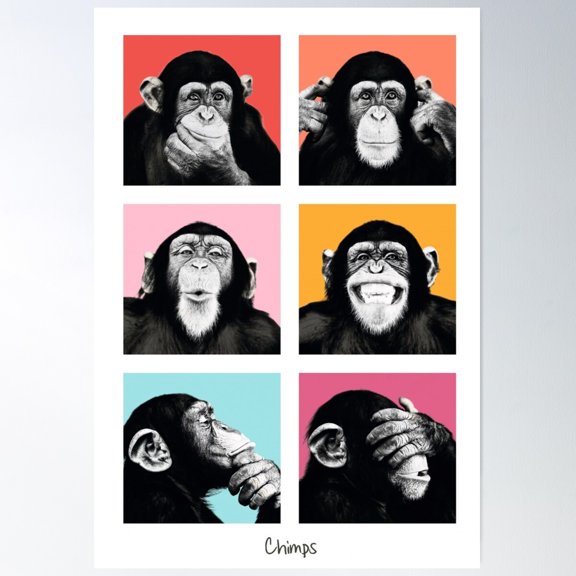 The Monkey Poster Wall Art, Modern Wall Decor For Living Room Bedroom, 16x24 UNFRAMED