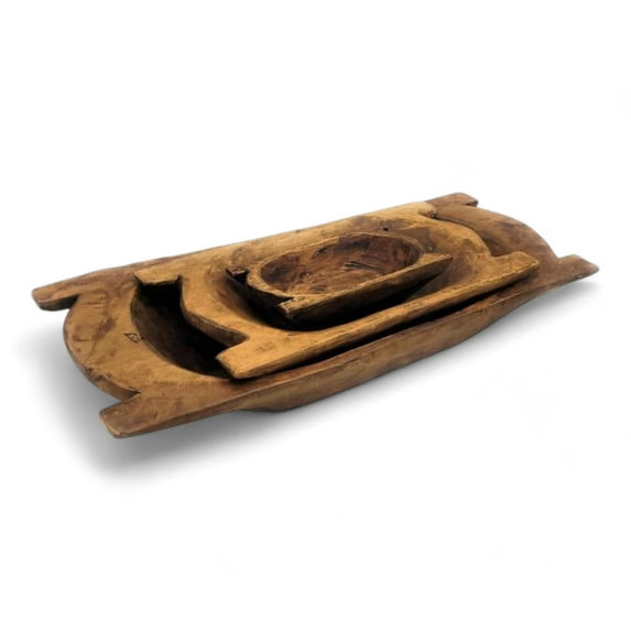 The Montana Dough Bowl Three Sizes, Table Center Piece, Decorative Bowl + Moss Balls