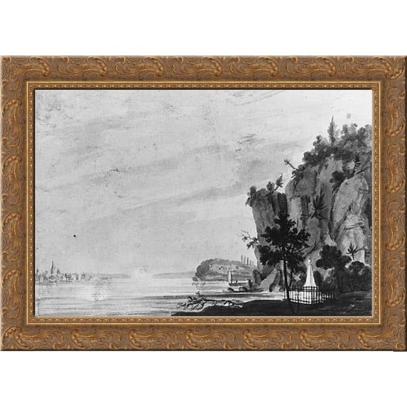 The Monument to Alexander Hamilton at Weehawken 24x18 Gold Ornate Wood Framed Canvas Art by Pavel Svinyin
