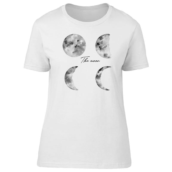 The Moon B&W Watercolor T-Shirt Women -Image by Shutterstock, Female Medium
