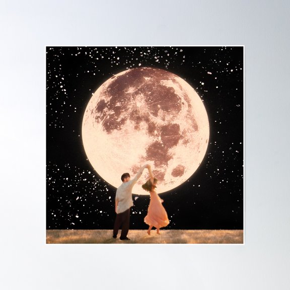 The Moon Couple Dance Poster Wall Art, Modern Wall Decor, 16x16 UNFRAMED