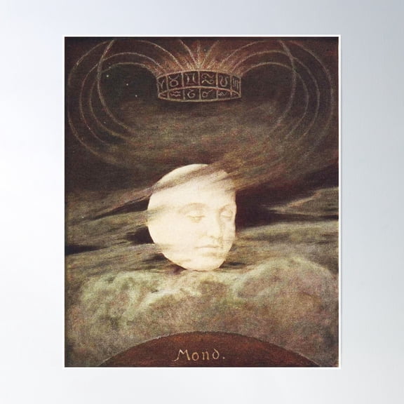 The Moon - Hans Thoma Poster Wall Art, Modern Wall Decor, 16x24 UNFRAMED