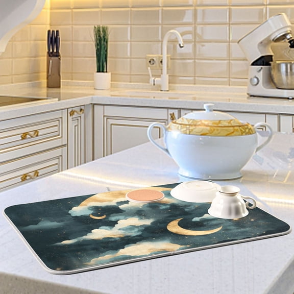 The Moon Hides A Sun Dish Drying Mats for Kitchen Counter Absorbent Microfiber Coffee Pad