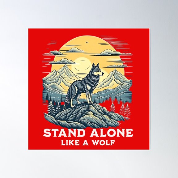 The Moon, Moon, Moon Wolf Series Poster Wall Art, Modern Wall Decor, 16x16 UNFRAMED