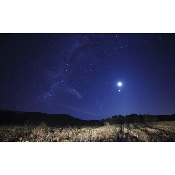 The Moon Venus Mars and Spica in a quadruple conjunction Poster Print
