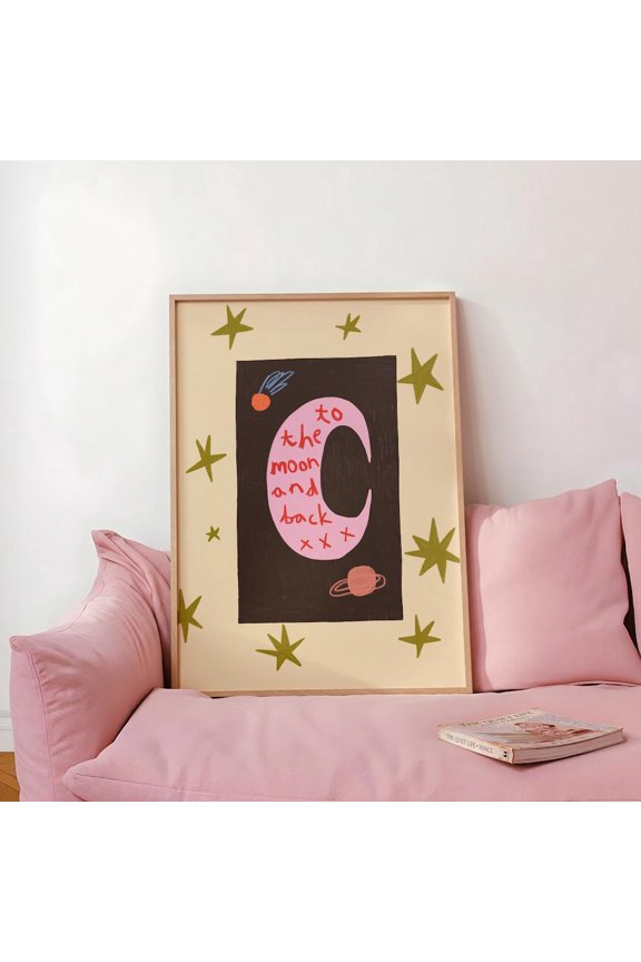 The Moon and Back Whimsical Nursery Poster