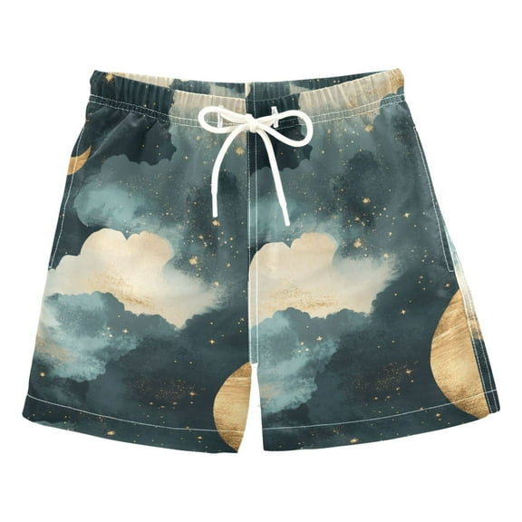 The Moon and The Clouds Boys Swim Trunks Quick Dry Boy Swim Shorts for 3-14 Years