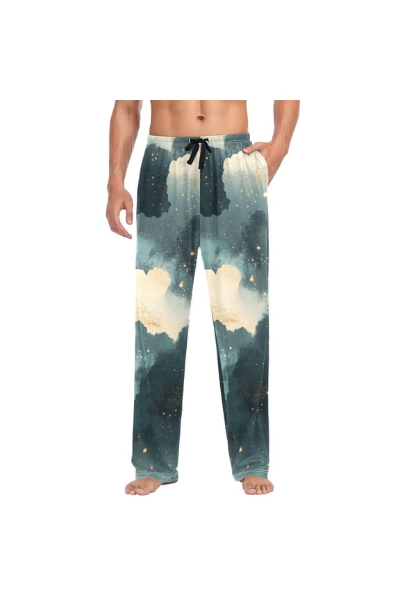 The Moon and The Clouds Mens Cotton Pajama Pant Sleep and Lounge Bottons with Pockets