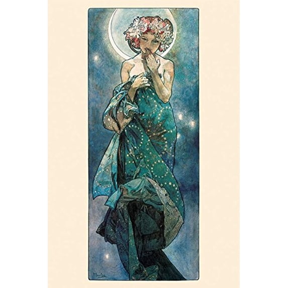 The Moon by Alphonse Mucha 24x36 Art Print Poster