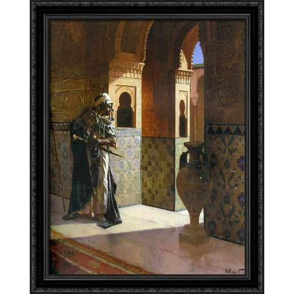 The Moorish Guard 28x36 Large Black Ornate Wood Framed Canvas Art by Rudolf Ernst