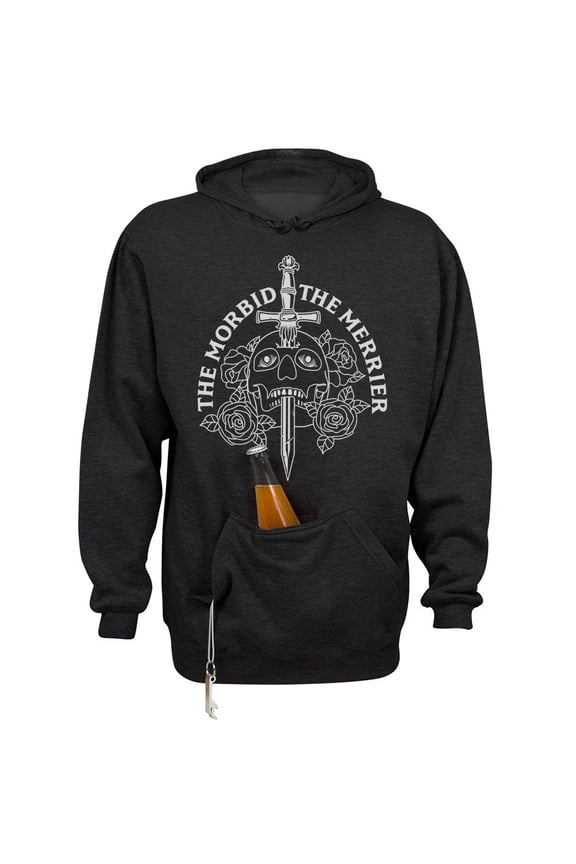 The Morbid the Merrier Beer Holder Tailgate Hoodie Sweatshirt Unisex 3X-Large Black