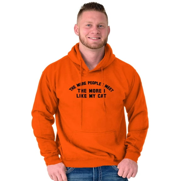 The More I Like My Cat Introvert Joke Hoodie Sweatshirt Women Men Brisco Brands M