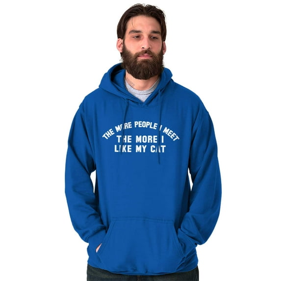 The More I Like My Cat Introvert Joke Unisex Plus Fleece Graphic Hoodie Brisco Brands 4X