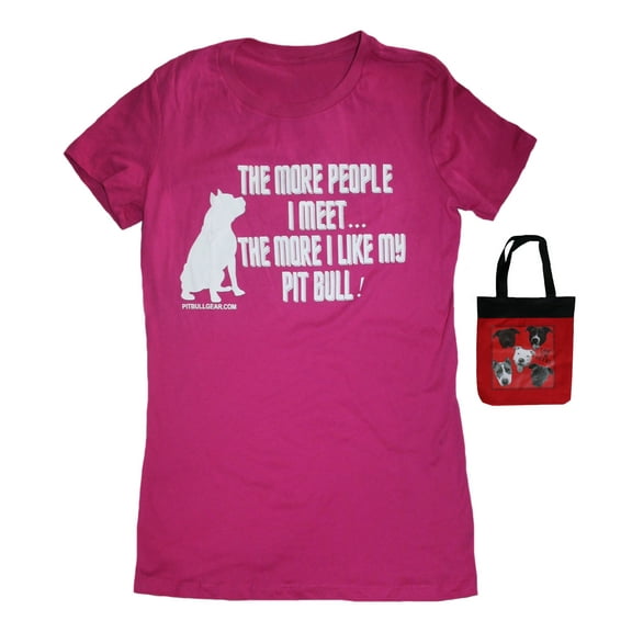 The More People I Meet Women's Pit Bull T-Shirt & Tote Multi-pack Gift Accessories (Large)