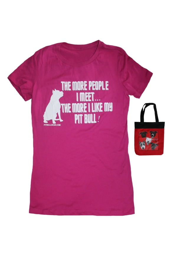 The More People I Meet Women's Pit Bull T-Shirt & Tote Multi-pack Gift Accessories (XL)