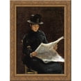 thumbnail image 1 of The Morning News 24x18 Gold Ornate Wood Framed Canvas Art by William Merritt Chase, 1 of 2