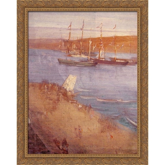 The Morning after the Revolution, Valparaiso 28x34 Large Gold Ornate Wood Framed Canvas Art by James Abbott McNeill Whistler