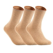 LOVELY ANNIE The Most Gorgeous Women's 3 Pairs Wool Crew Socks Soft, Strong and Super Comfortable With Unique Designs HR1612 One Size (Beige)