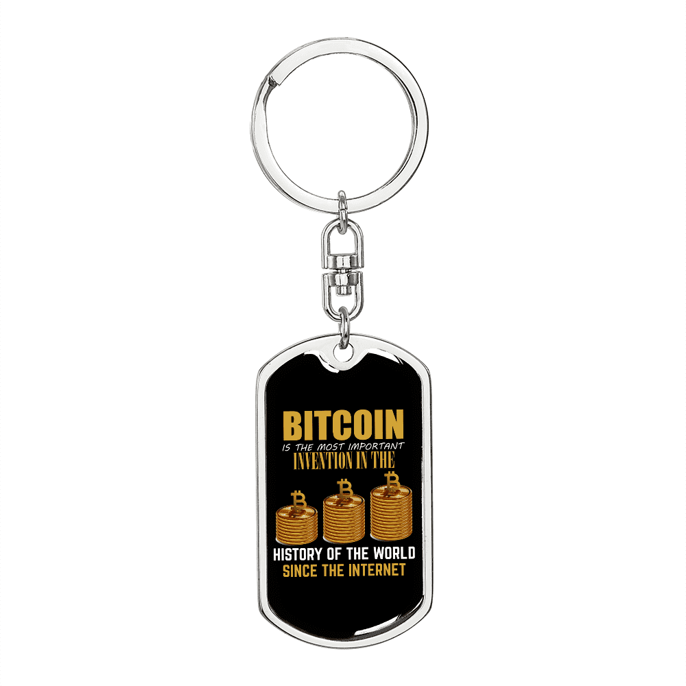 The Most Important Invention Crypto Stainless Steel or 18k Gold Premium  Swivel Dog Tag Keychain - Walmart.com