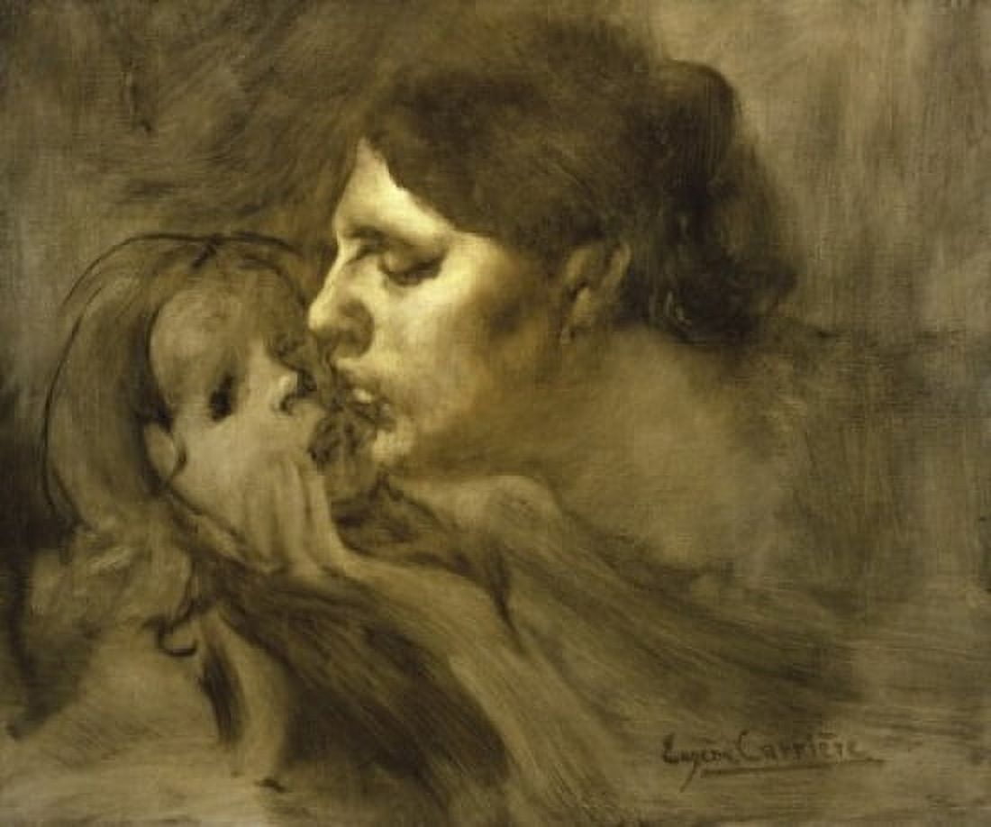 The Motherly Kiss (Le baiser maternel) Eugene Carriere (1849-1906French) Musee dOrsay Paris Canvas Art - Eugene Carriere (18 x 24)