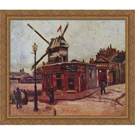 The Moulin de la Galette 34x28 Large Gold Ornate Wood Framed Canvas Art by Vincent van Gogh