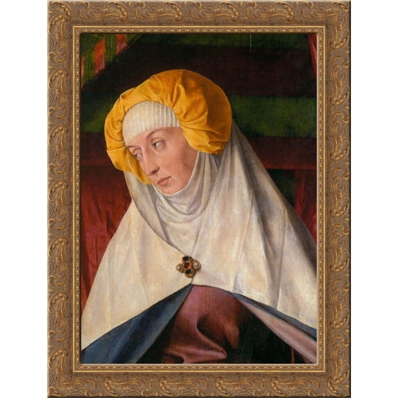 The Moulins Triptych (detail) 24x18 Gold Ornate Wood Framed Canvas Art by Jean Hey