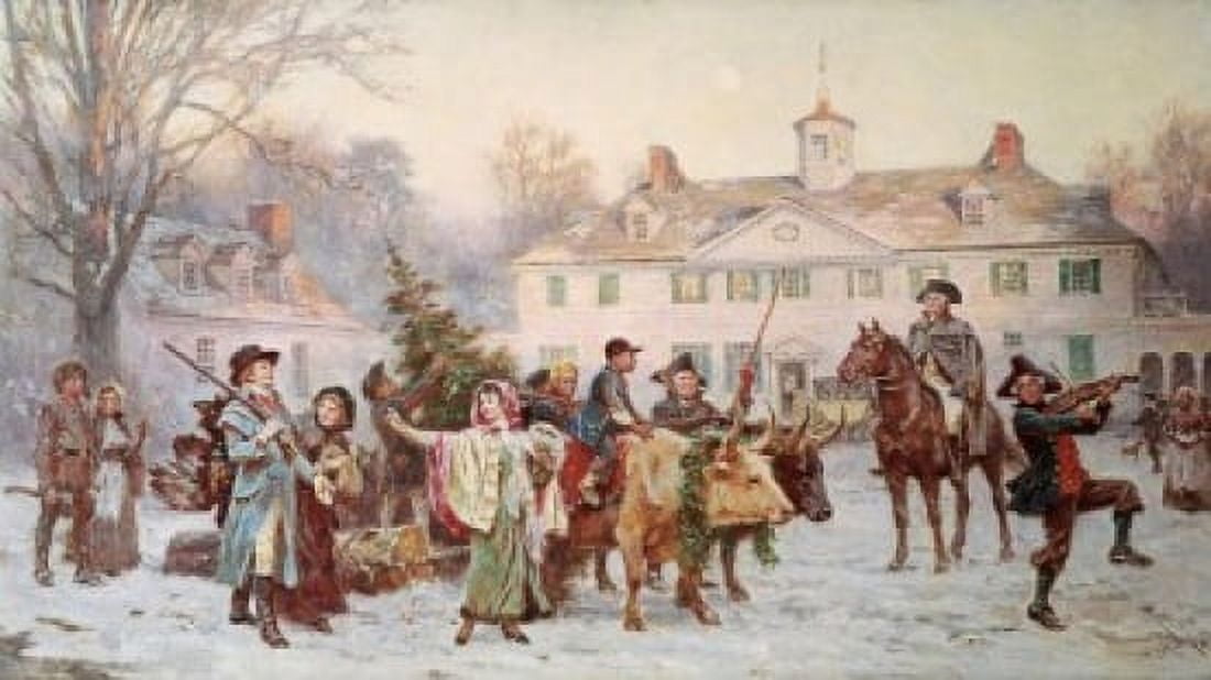 The Mount Vernon Yule Log Jean Leon Gerome Ferris (1863-1930 American) Canvas Art - Jean Leon Gerome Ferris (18 x 24)