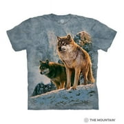 The Mountain 1059380 Blue Wolf Couple Sunset Adult Classic Tee - Small