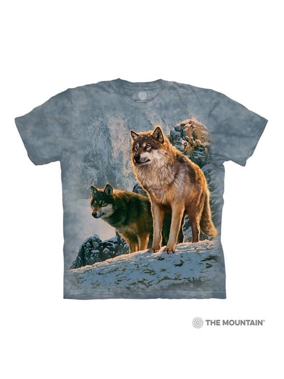 1059380 Blue Wolf Couple Sunset Adult Classic Tee - Small