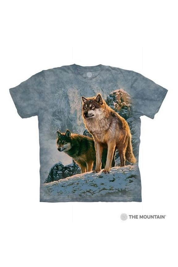 1059380 Blue Wolf Couple Sunset Adult Classic Tee - Small