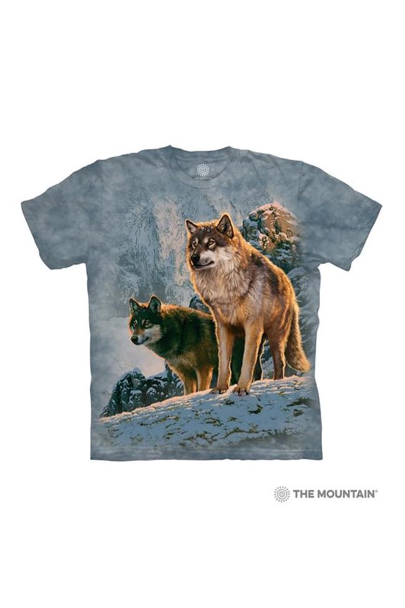 1059382 Blue Wolf Couple Sunset Adult Classic Tee - Large