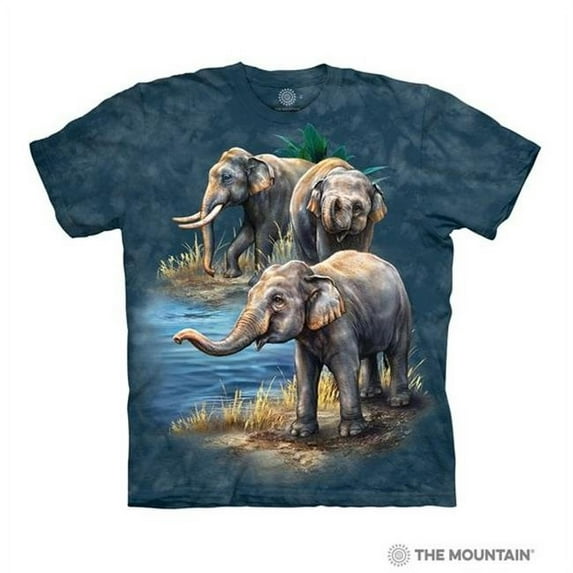 The Mountain 1059795 Blue Asian Elephants Adult Classic Tee - 3XL