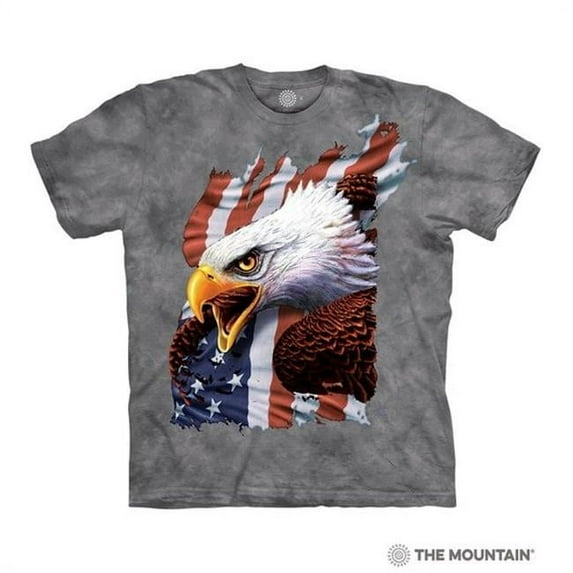 The Mountain 1064363 Grey Patriotic Scream Eagle Adult Classic Tee - Extra Large