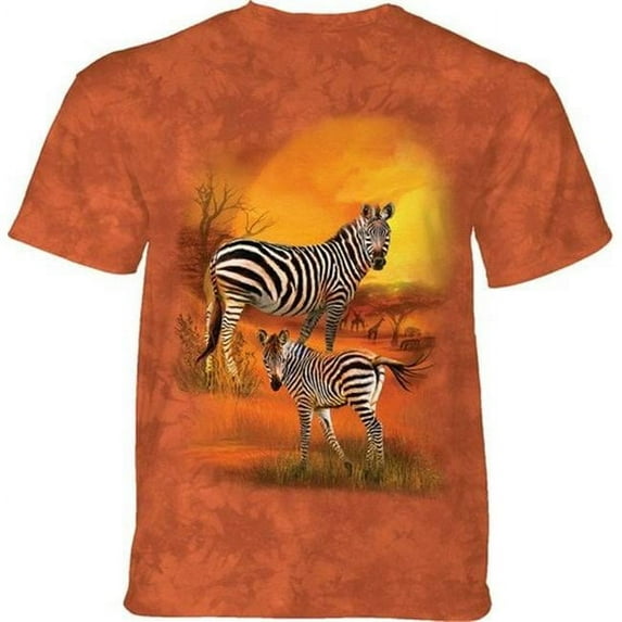 The Mountain 1065891 Orange Mama & Baby Zebra Adult Classic Tee - Medium