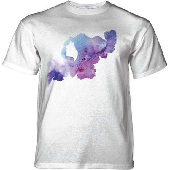 The Mountain 10915900002 Blank White & Blue Watercolor Profile Adult Classic Tee - Large